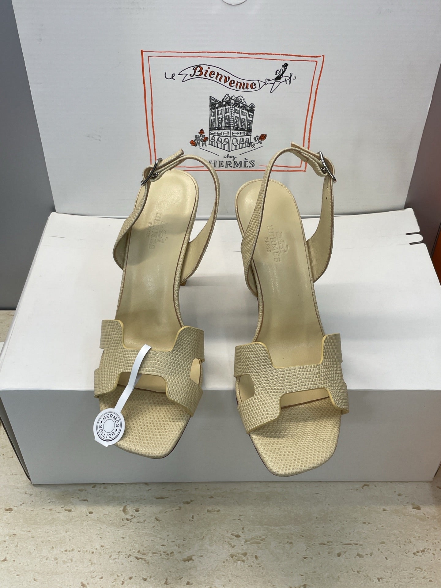 HM 26ss High Heel Sandals 105 Light Beige Cowhide 607114