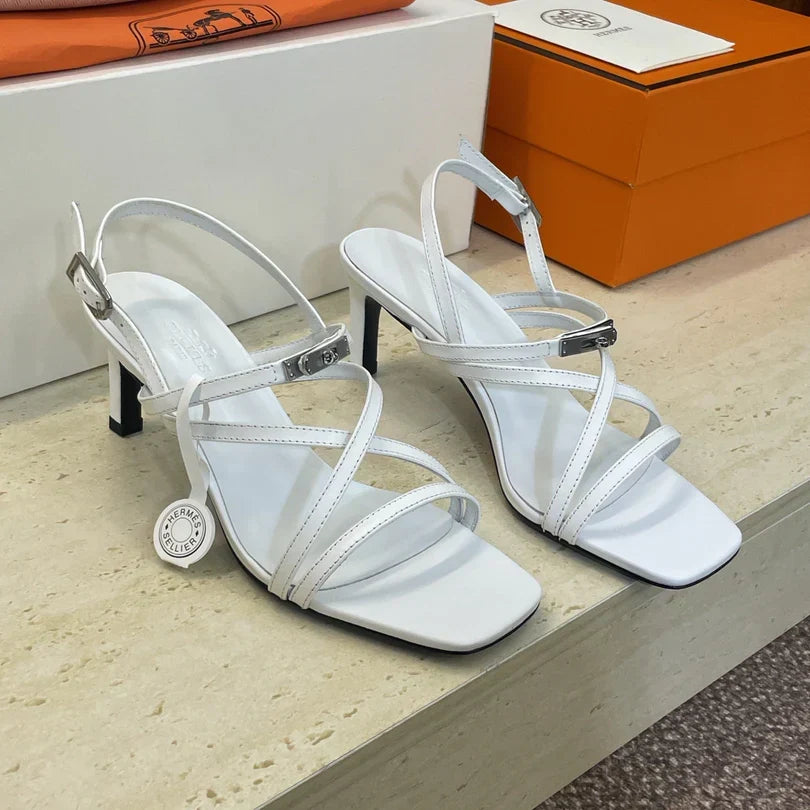 HM 26ss Kelly Silver Buckle Sandals Calfskin