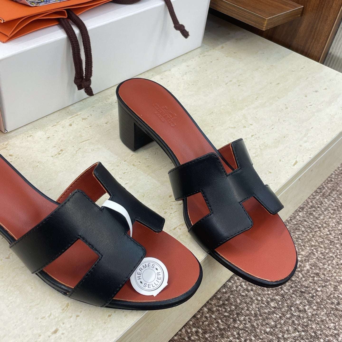 HM 26ss Oran Sandals 45 Brown Black Calfskin 607228