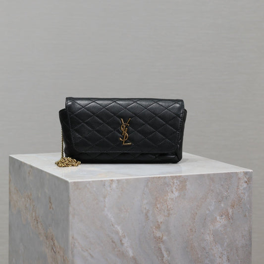 Prada Gaby Phone Bag 19cm Black Quilted Leather GHW