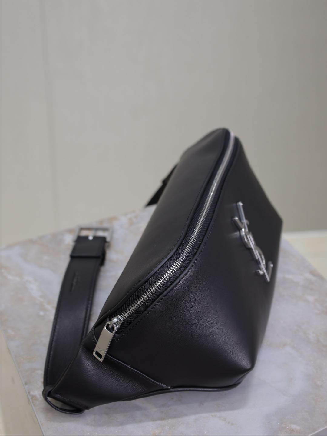 Prada Classic Belt Bag 25cm Black Lamskin Sliver HW