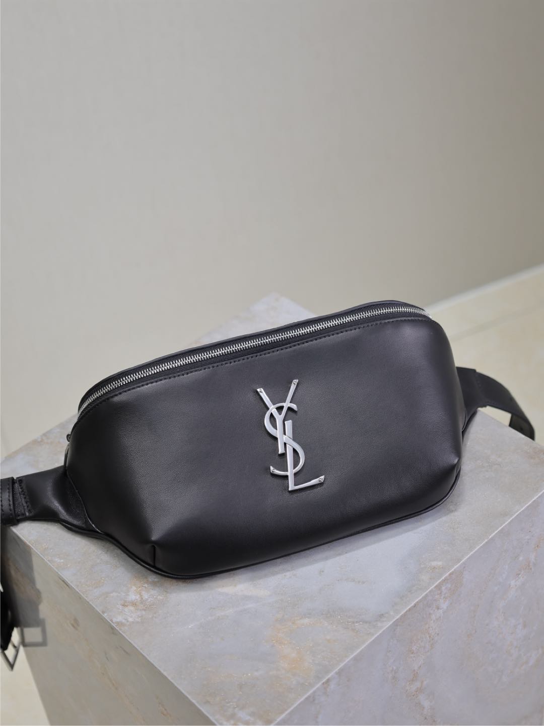 Prada Classic Belt Bag 25cm Black Lamskin Sliver HW