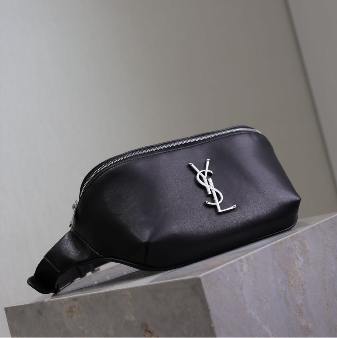 Prada Classic Belt Bag 25cm Black Lamskin Sliver HW