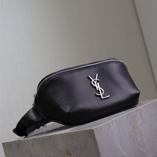 Prada Classic Belt Bag 25cm Black Lamskin Sliver HW