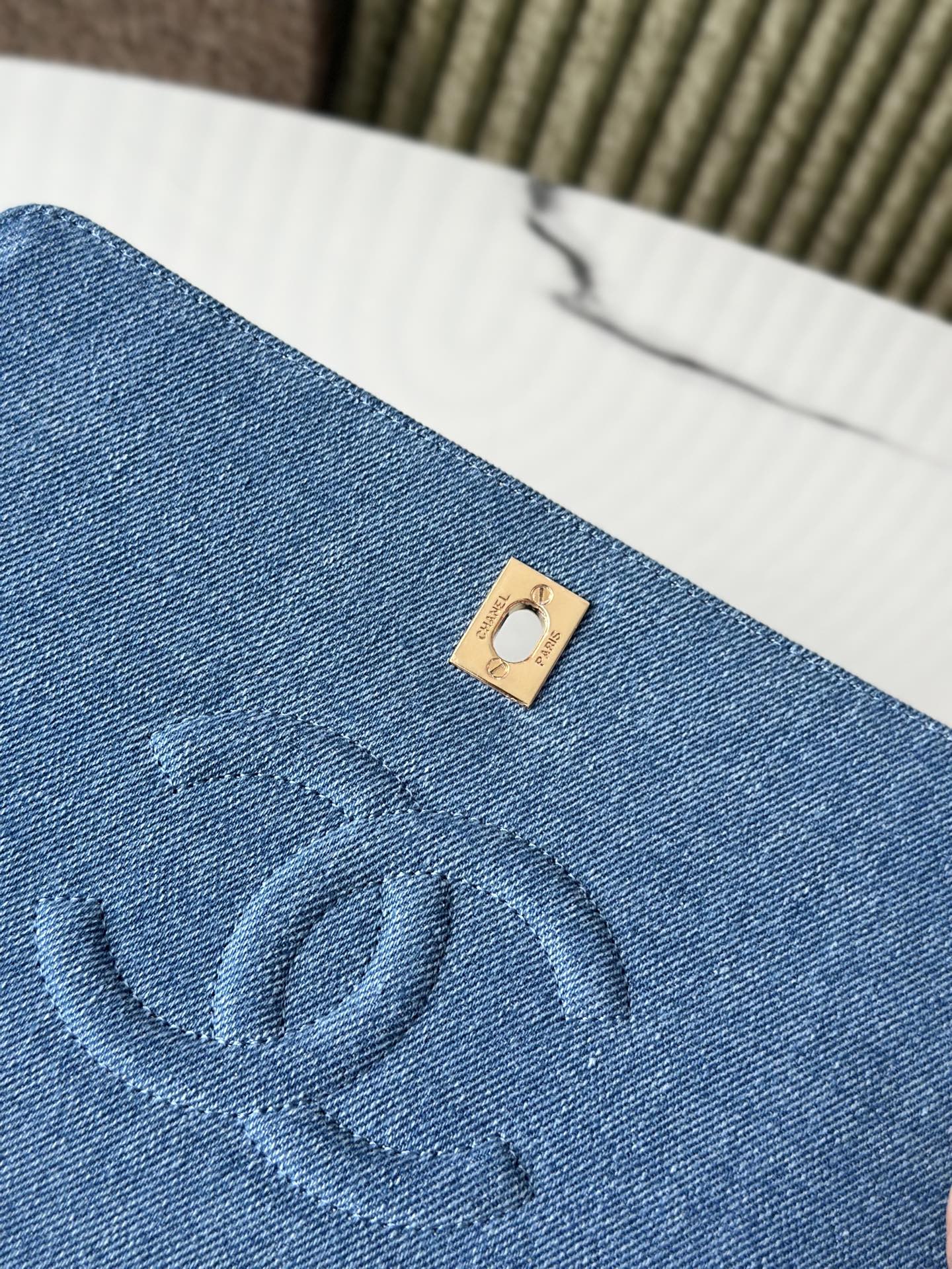 Chanel 2026 Quilted Flap Bag 25.5cm Blue Denim Leather