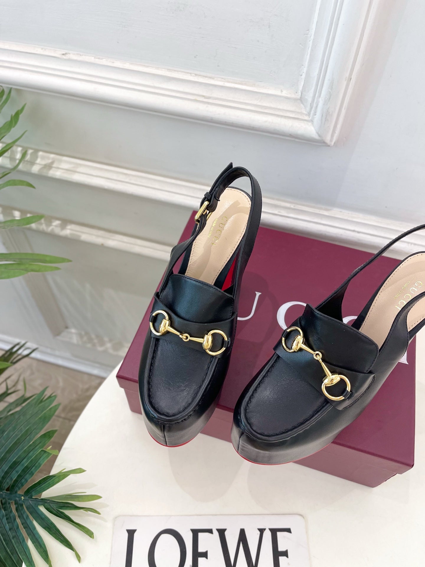 GG 26SS Platform Sandals 130 Black Sheepskin 640262