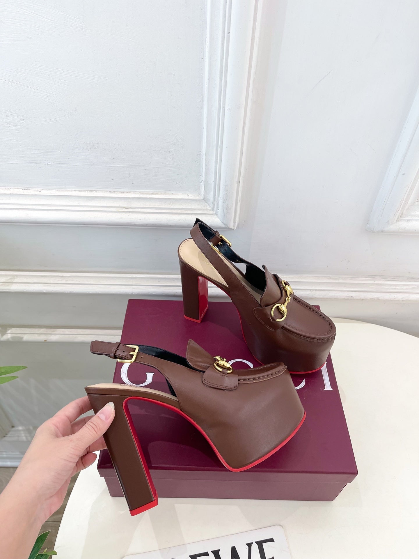 GG 26SS Platform Sandals 130 Brown Sheepskin 640265