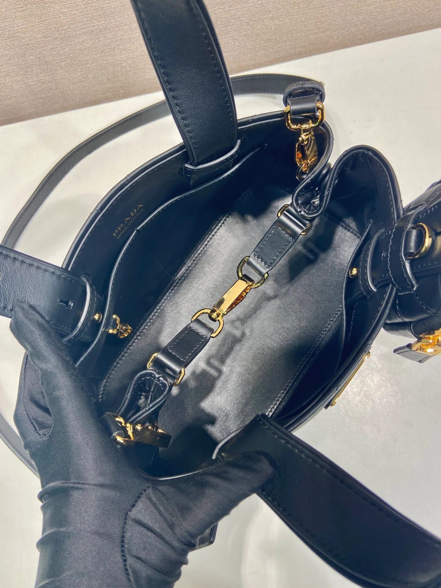 Prada 2026 Quilted Symbole Tote Bag Black Calfskin