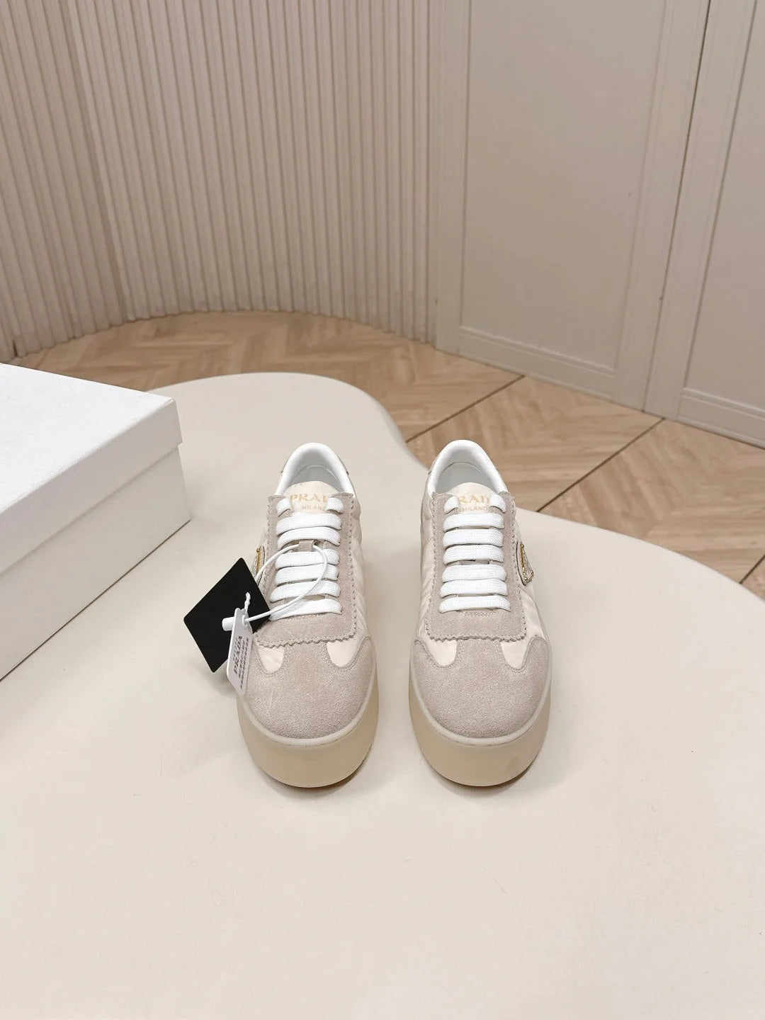 PRA 2026S Platform Sneakers 50 Light Beige Suede Cowhide 663492