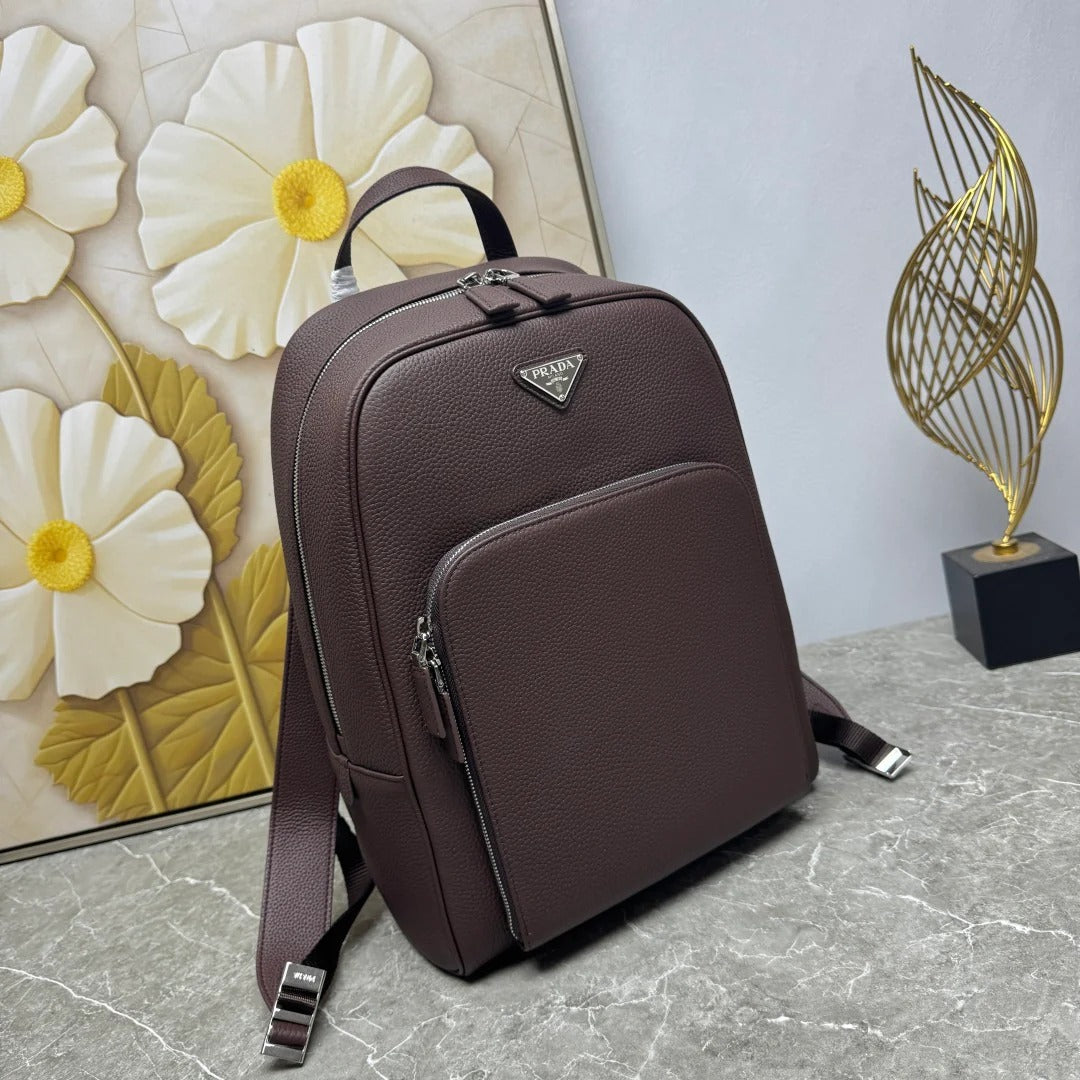 Prada 2026 Backpack Brown Black Saffiano Leather 345785