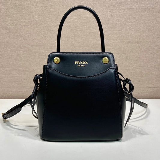 Prada 2026 Carry Bag 21cm Black White Brown Calfskin 351841