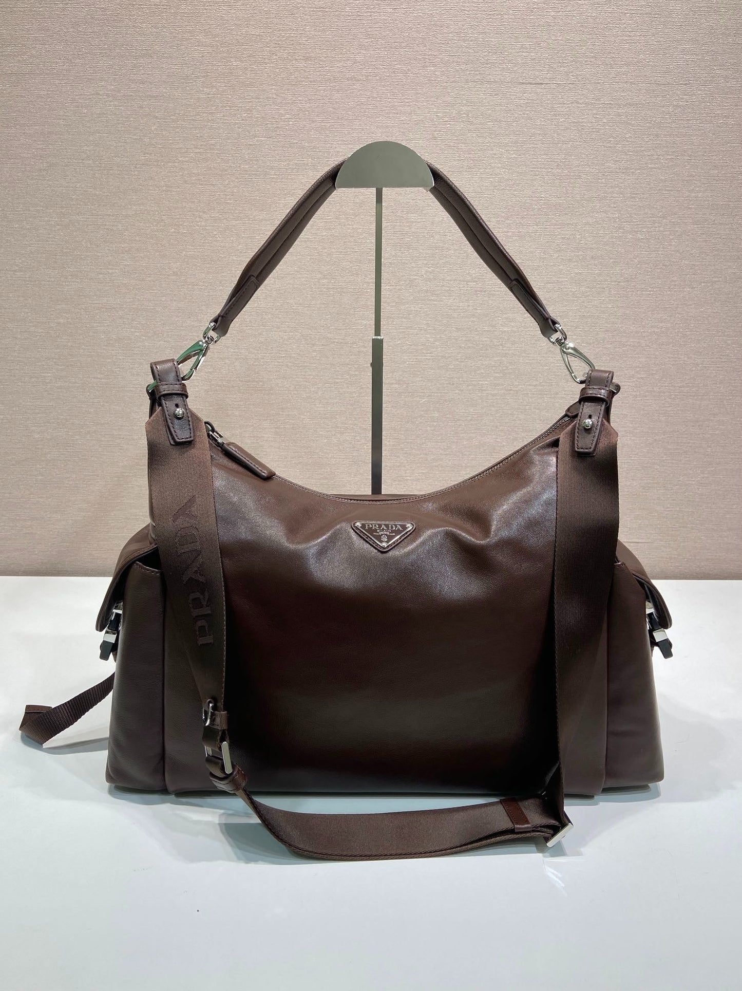 Prada 2026 Explore Bag 43cm Black and Brown Calfskin 351855