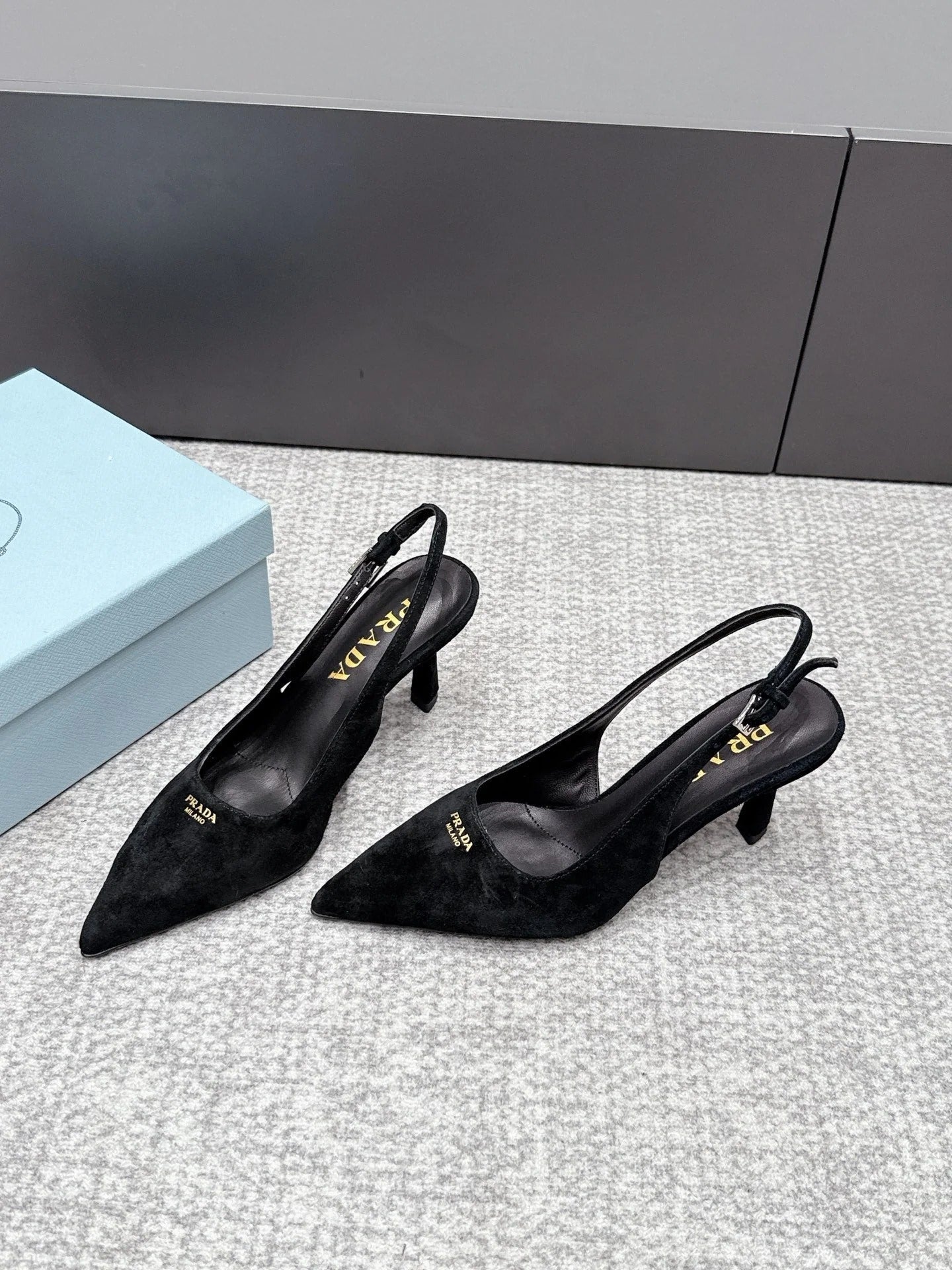 Prada 2026 Slingback 75mm Suede Lambskin 855691