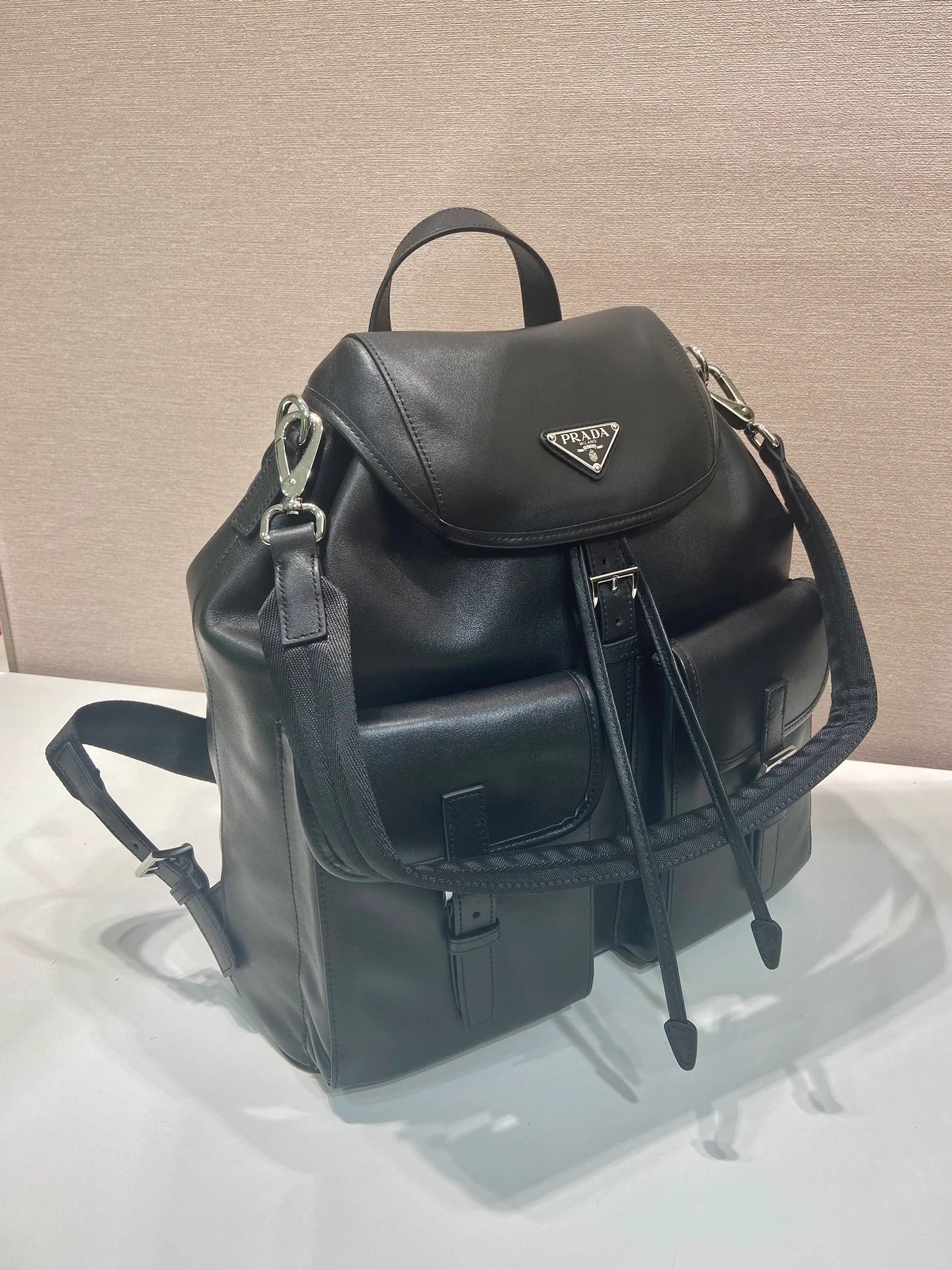 Prada 2026 Backpack 39cm Black Lambskin 351845