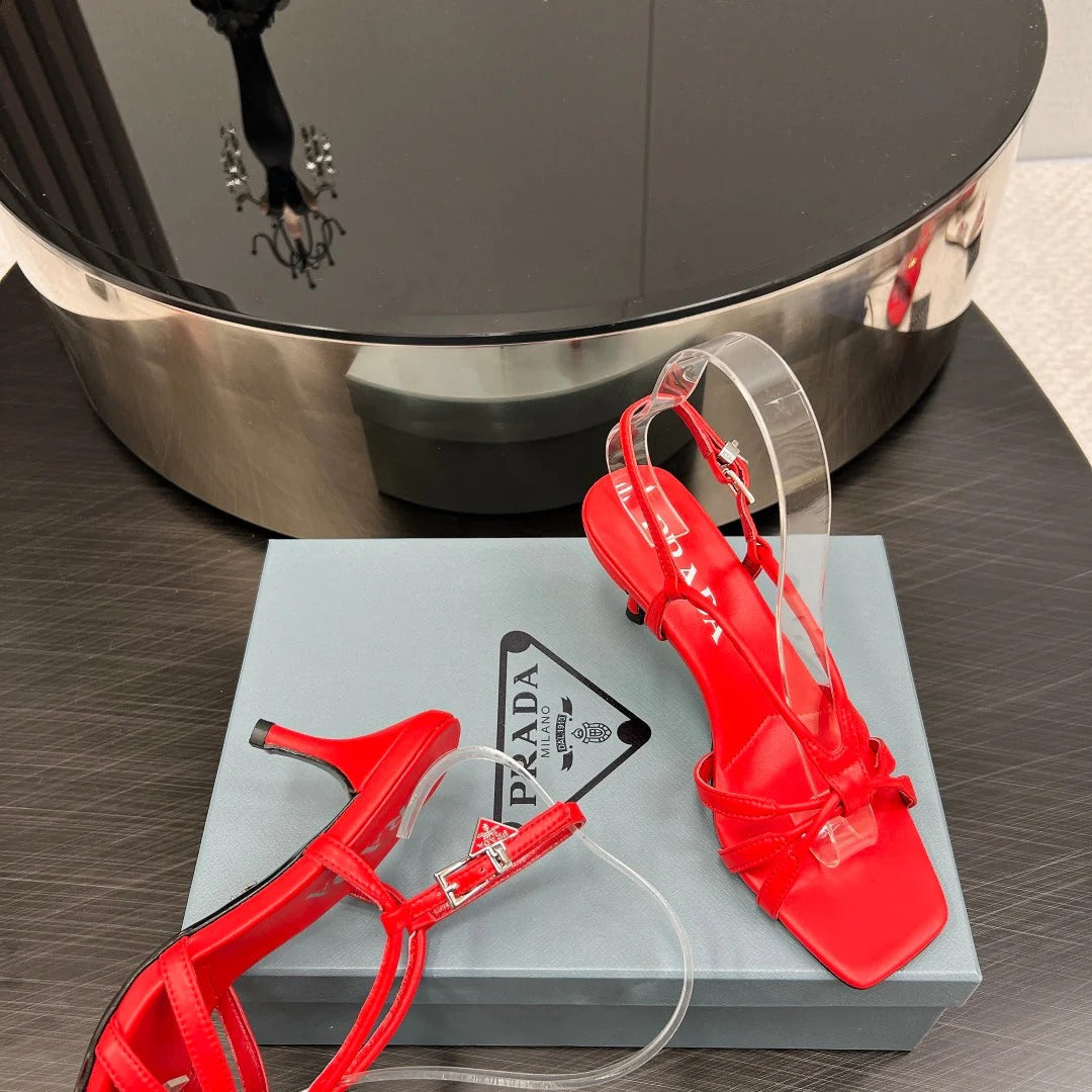 Prada Heeled Sandal 60mm Red Sheepskin 699234