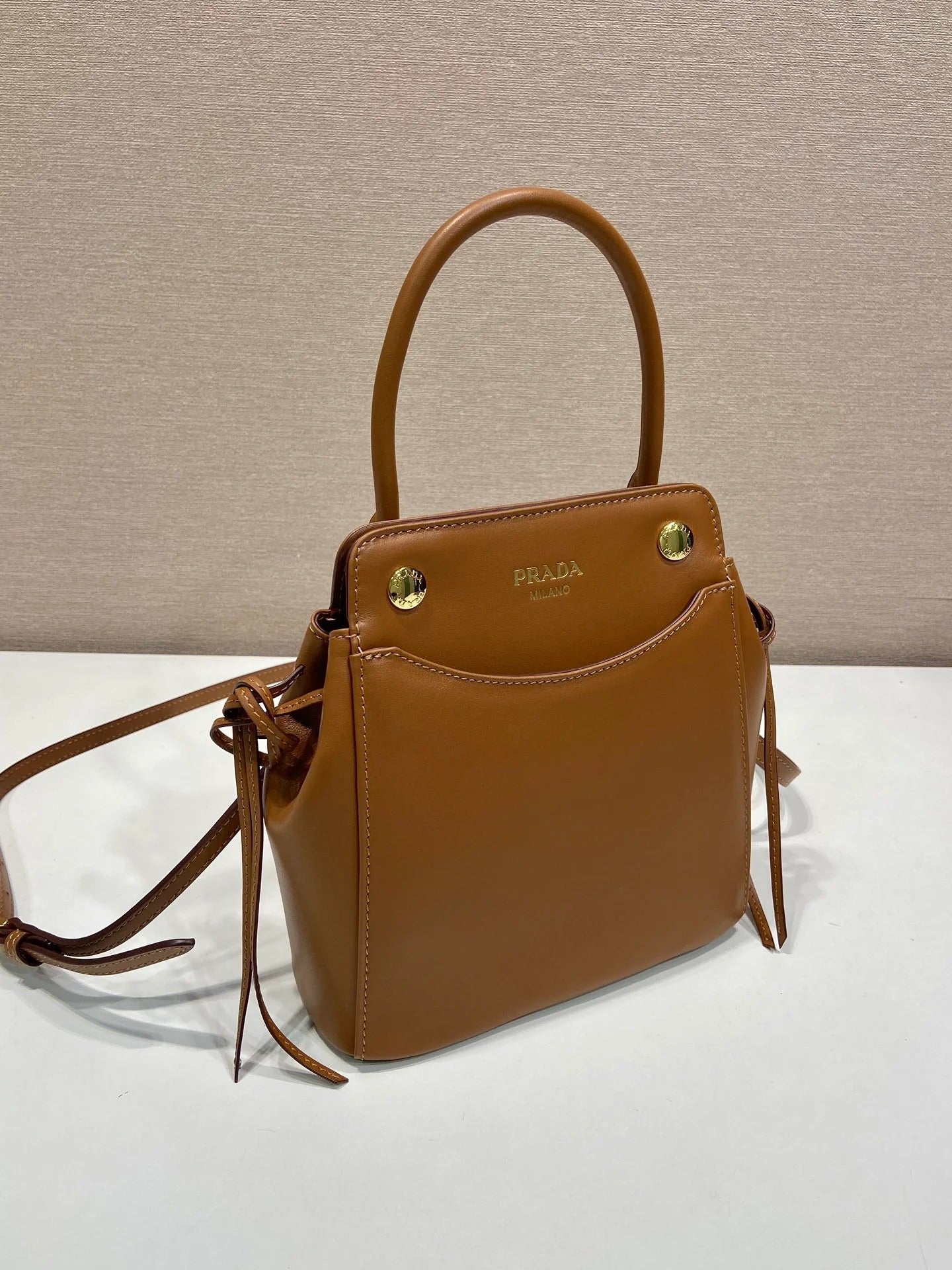 Prada 2026 Carry Bag 21cm Black White Brown Calfskin 351841