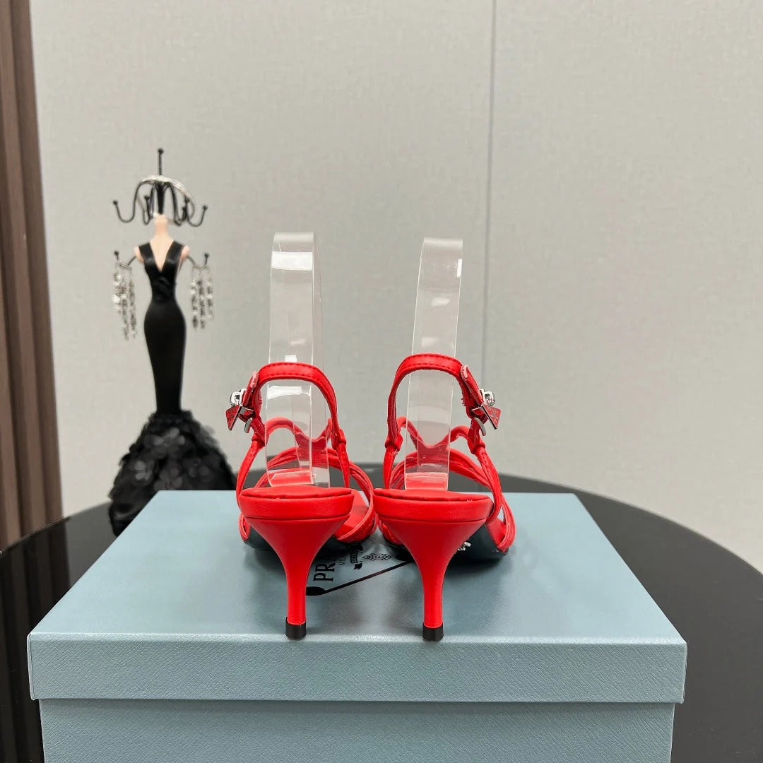Prada Heeled Sandal 60mm Red Sheepskin 699234