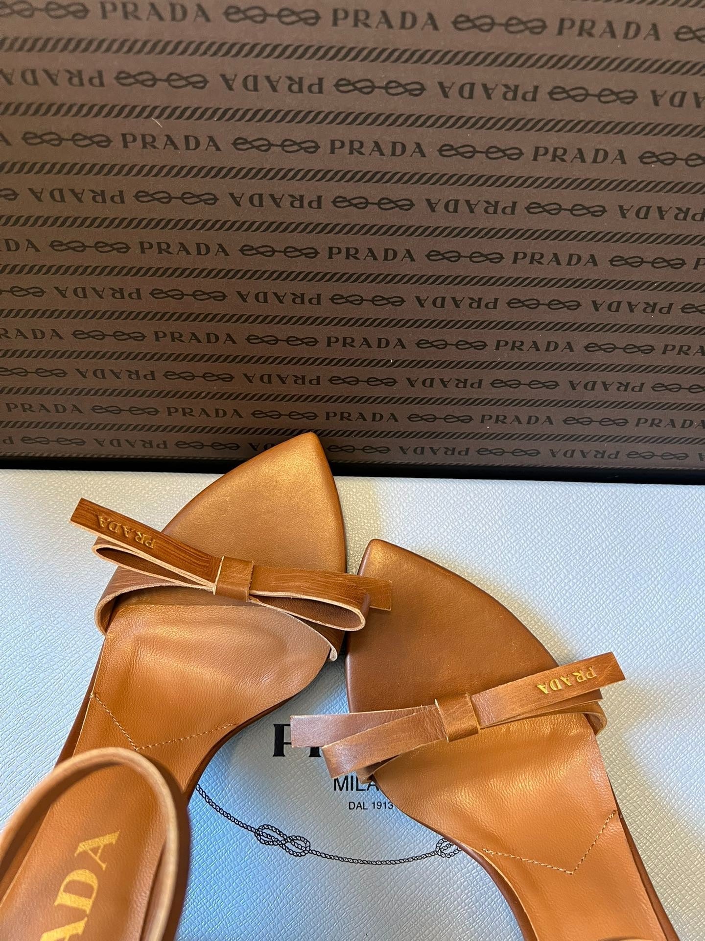 PRA 26S High-Heeled Sandals 75 Camel Brown Cowhide 627443