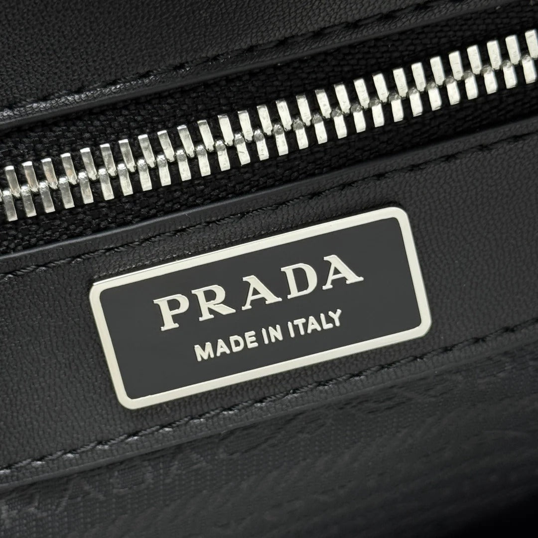 Prada 2026 Shoulder Bag 25cm Black Brown Grained Leather