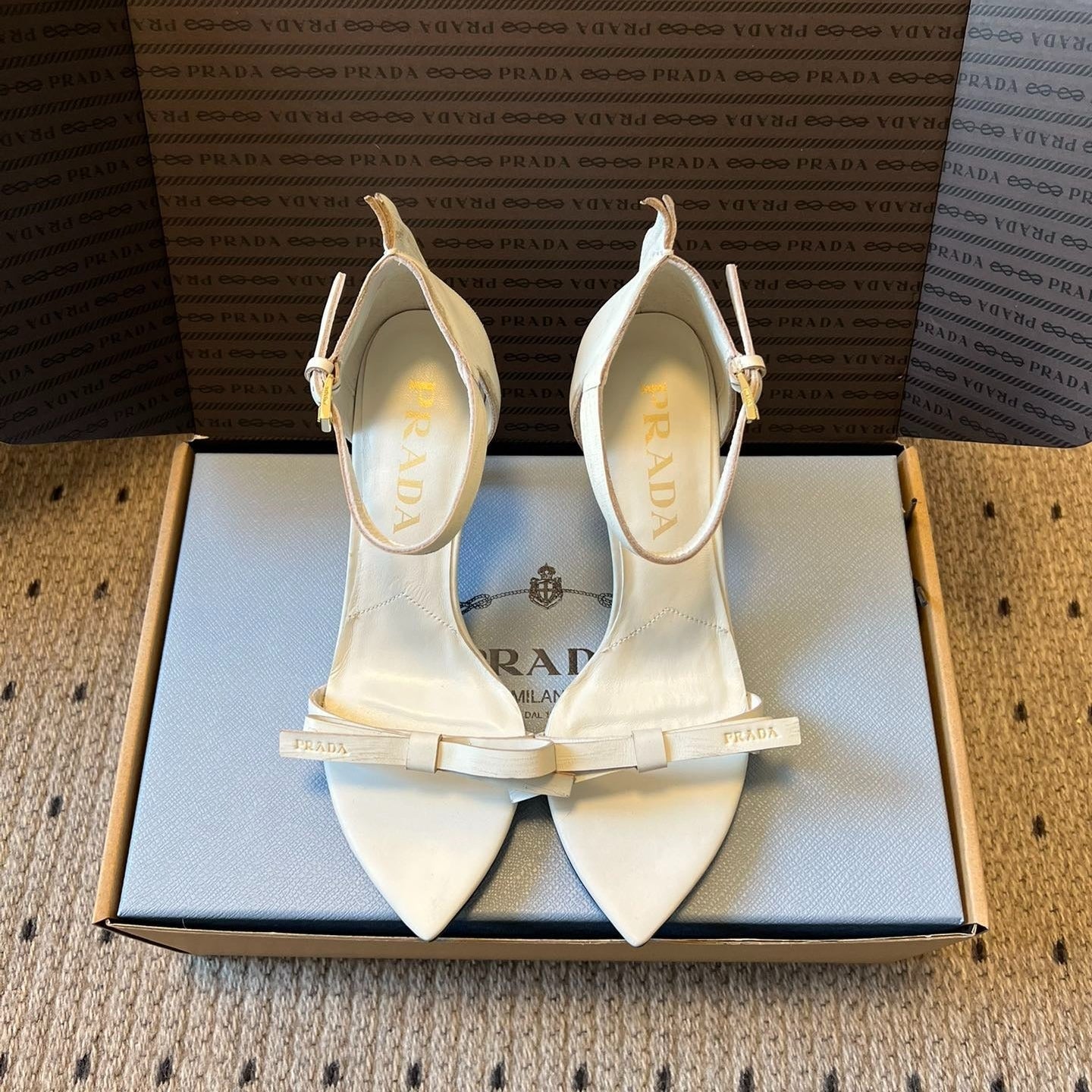 PRA 26S High-Heeled Sandals 75 White Cowhide 627442